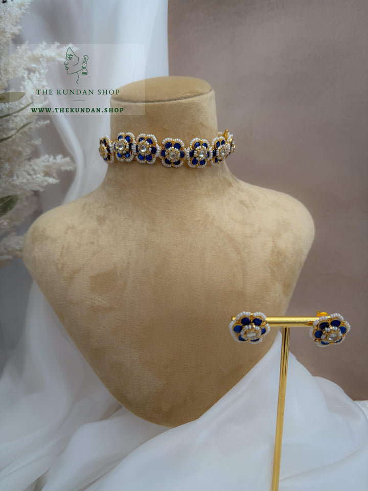 Botanic Kundan in Dark Blue Necklace Sets THE KUNDAN SHOP 
