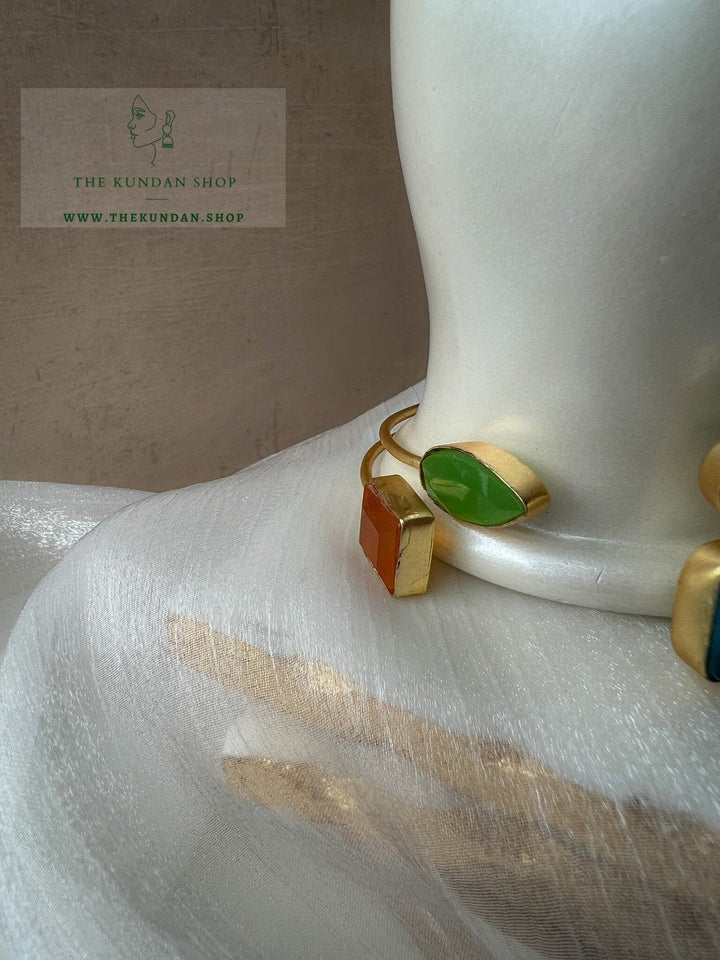 Reverse Cuff in Blues Bangles THE KUNDAN SHOP 