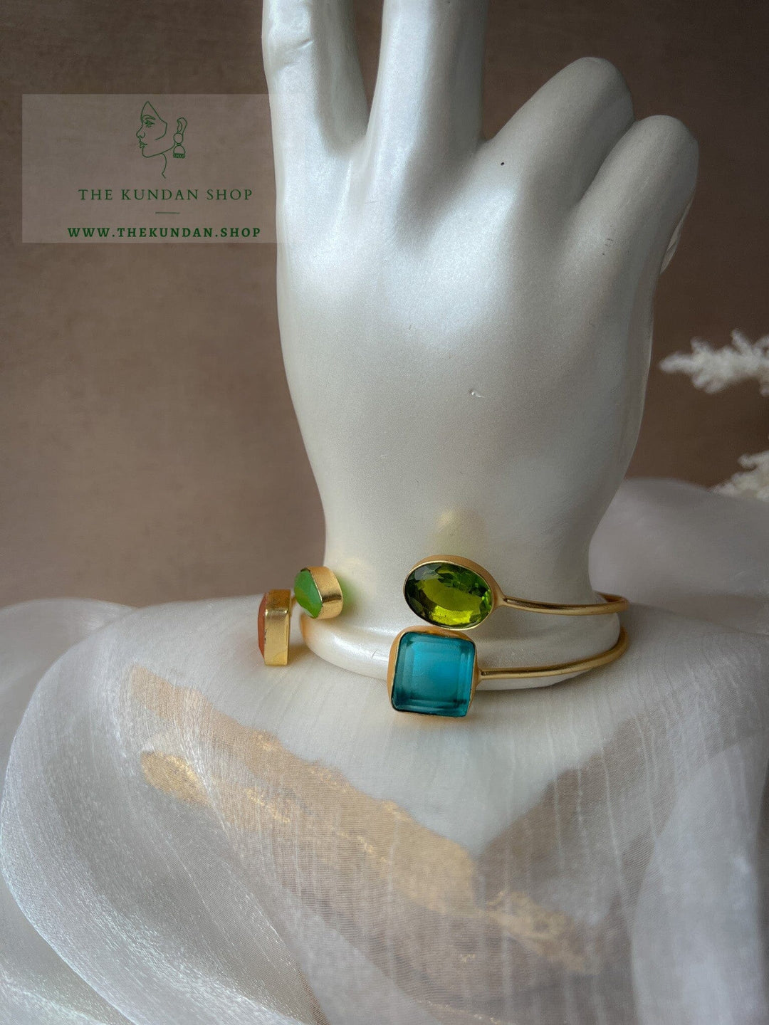 Reverse Cuff in Blues Bangles THE KUNDAN SHOP 