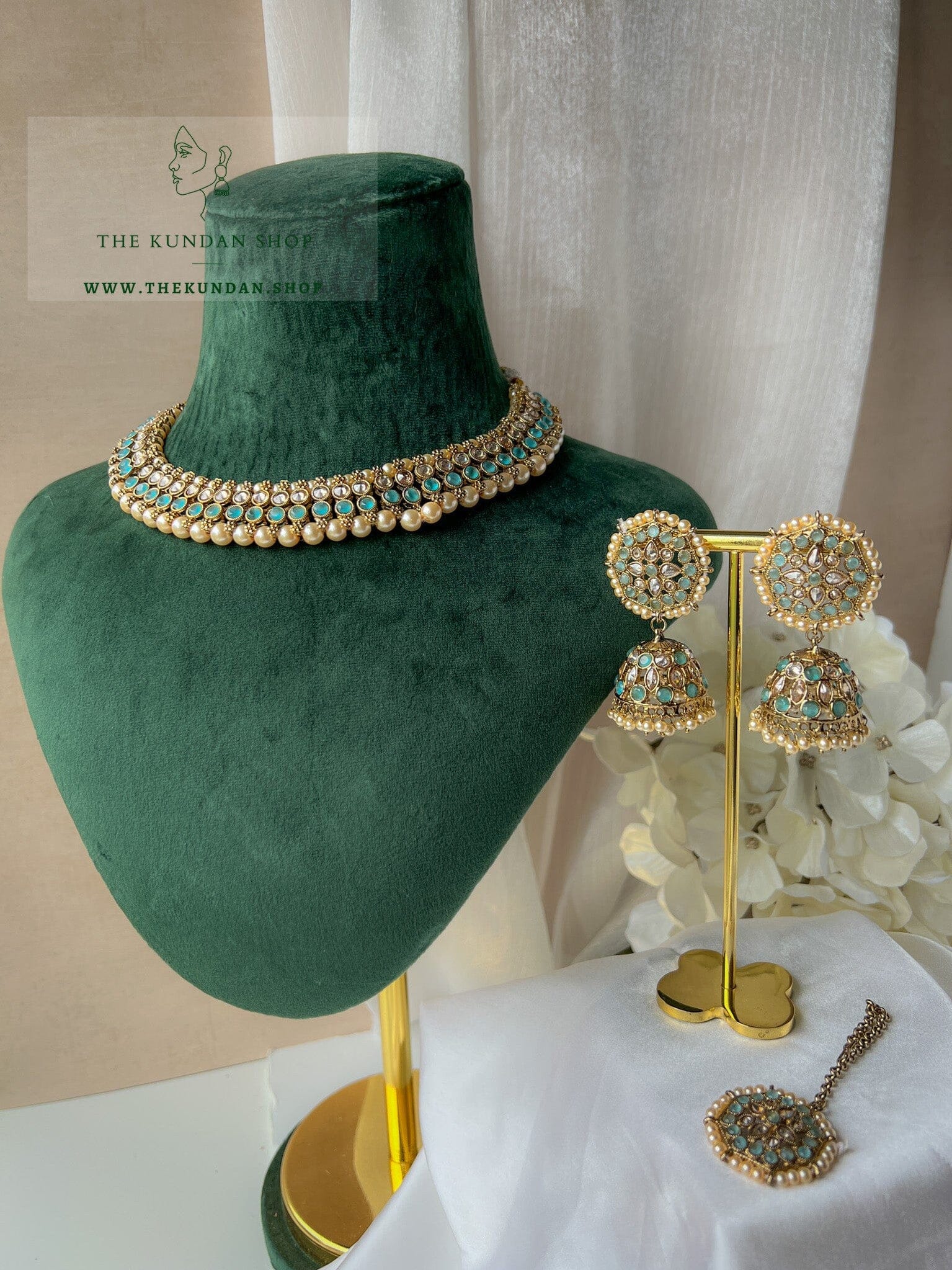 Raised in Blue Necklace Sets THE KUNDAN SHOP 