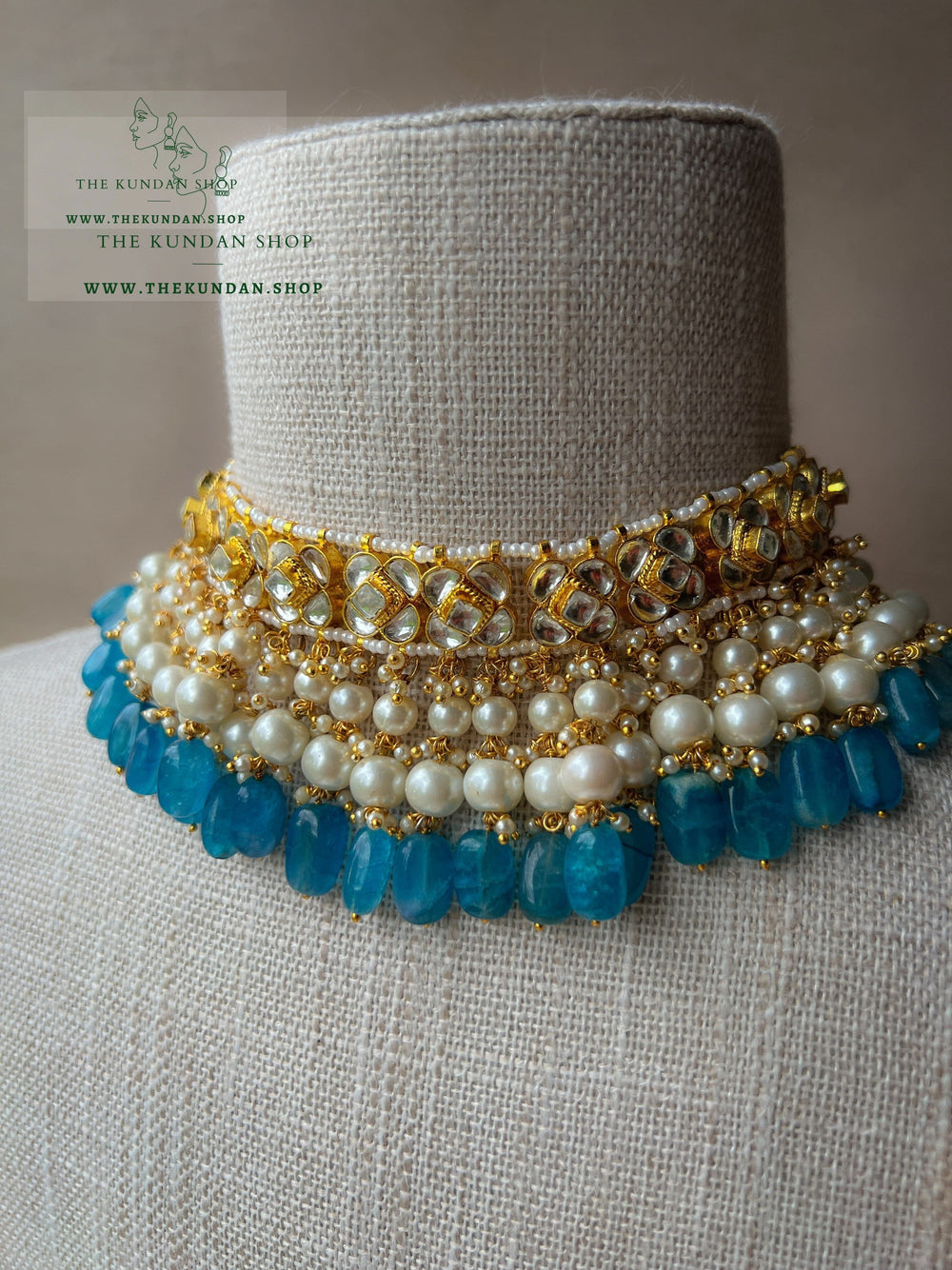 Electric in Sea Blue Necklace Sets THE KUNDAN SHOP 
