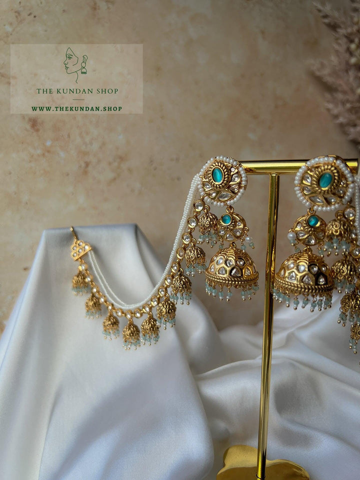 Inherit in Pastel Blue Earrings THE KUNDAN SHOP 