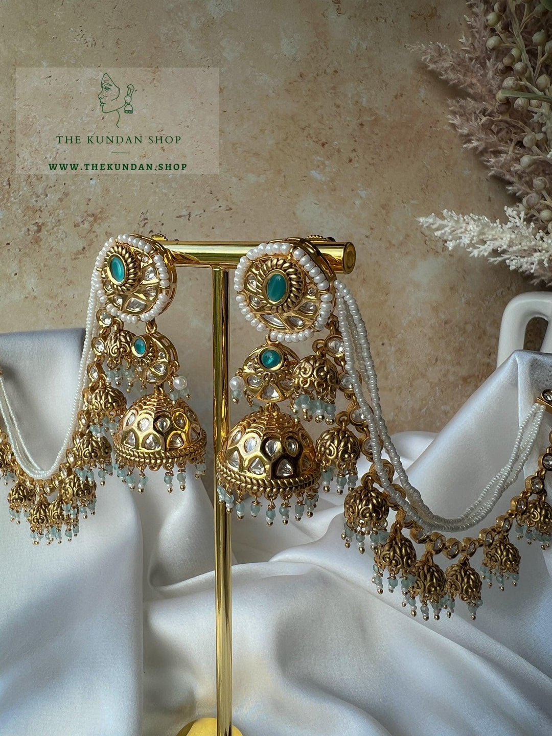 Inherit in Pastel Blue Earrings THE KUNDAN SHOP 