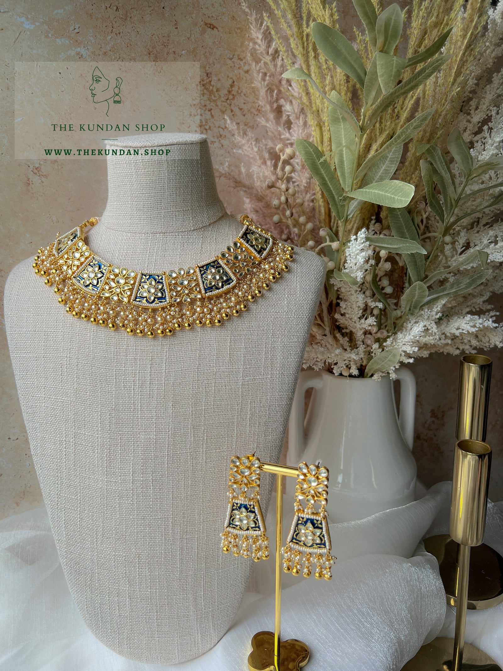 Appreciative in Blue Necklace Sets THE KUNDAN SHOP 