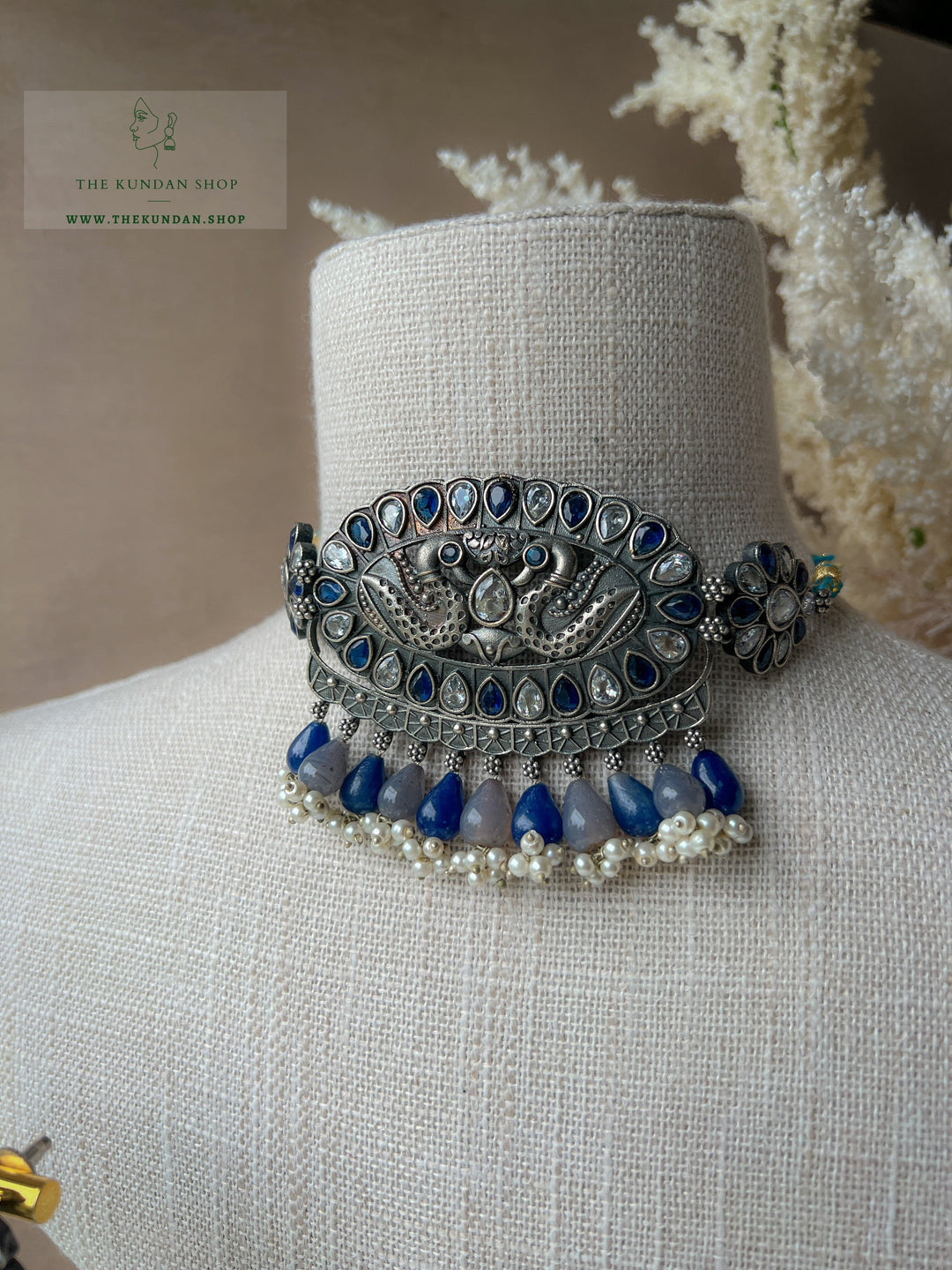 Pairing in Blue // Oxidized Silver Necklace Sets THE KUNDAN SHOP 