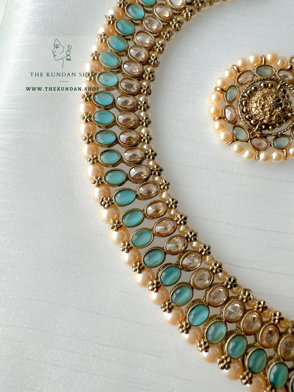 Flushed Polki in Blue Necklace Sets THE KUNDAN SHOP 