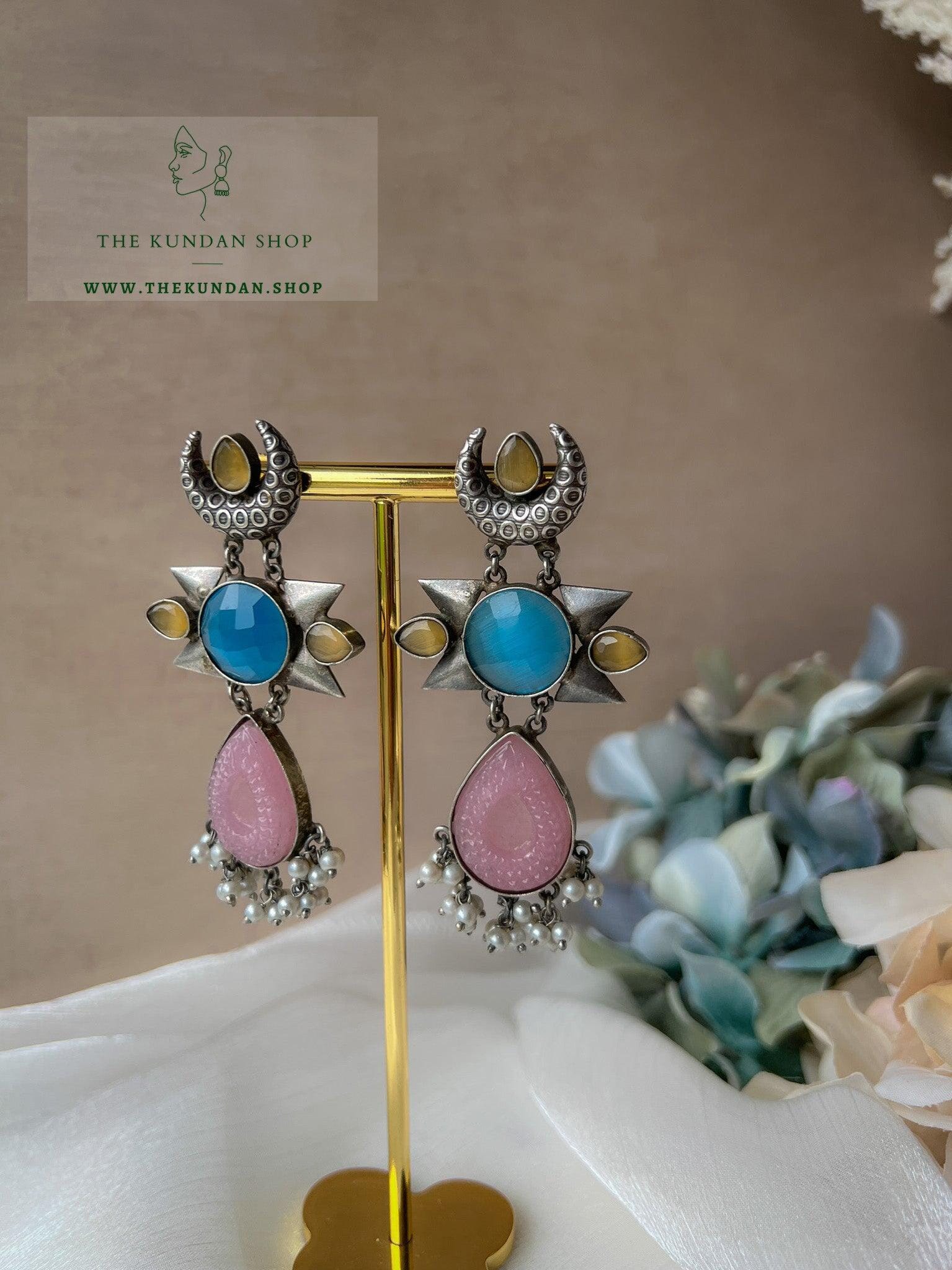 Carved Statements in Oxidized Earrings THE KUNDAN SHOP 