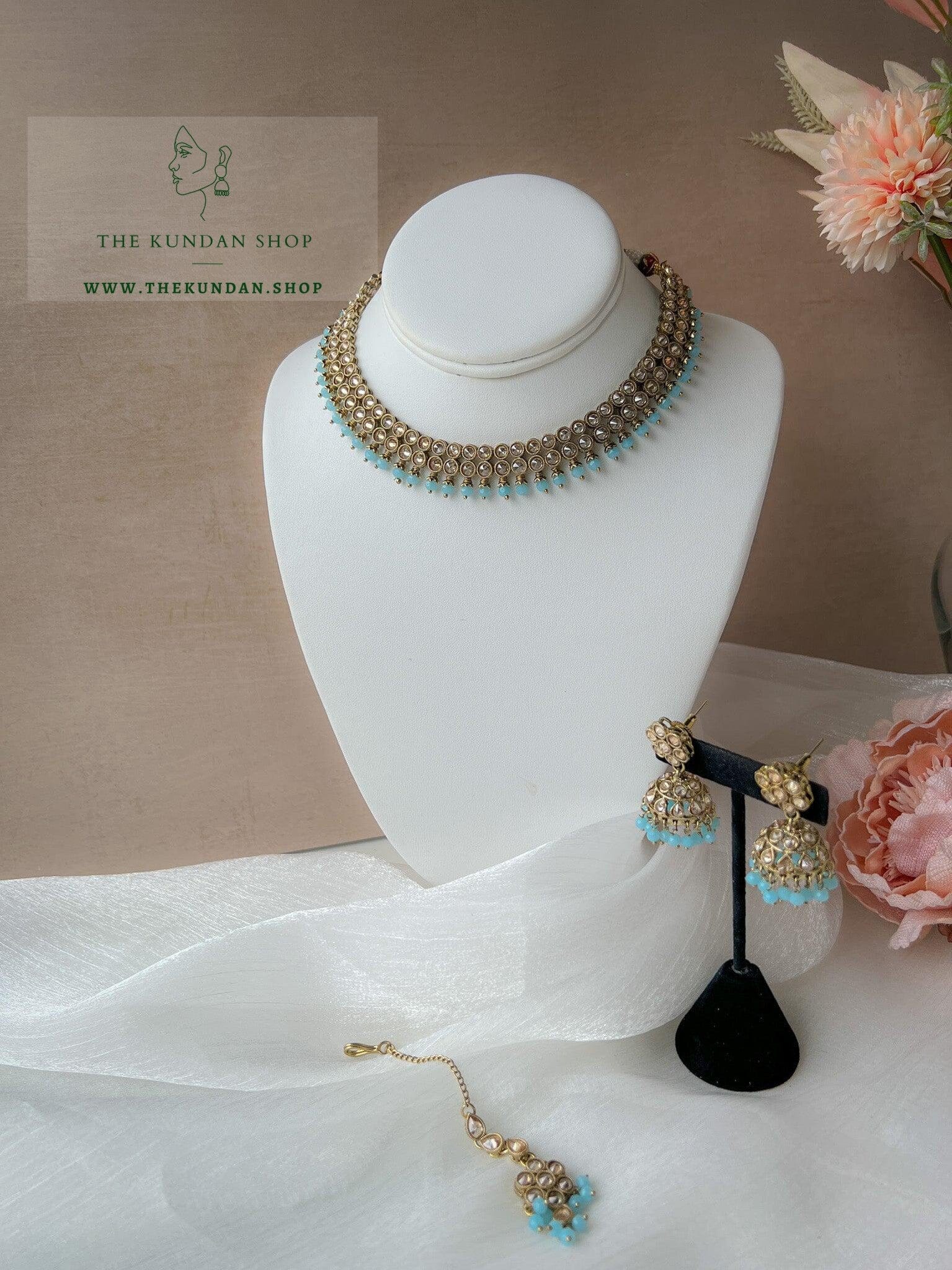 Impress Polki in Blue Necklace Sets THE KUNDAN SHOP 
