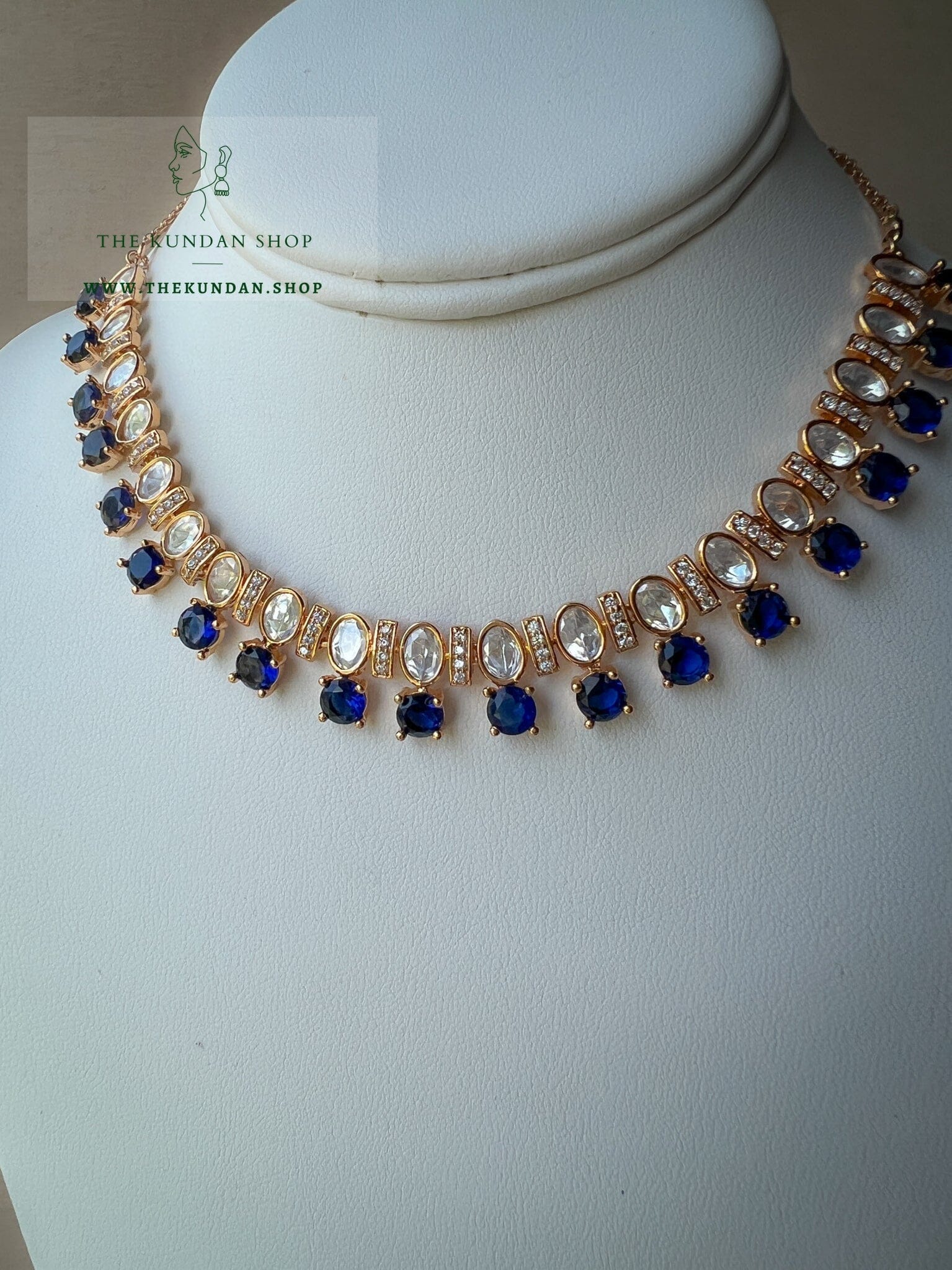 Embellished in Midnight Blue Necklace Sets THE KUNDAN SHOP 