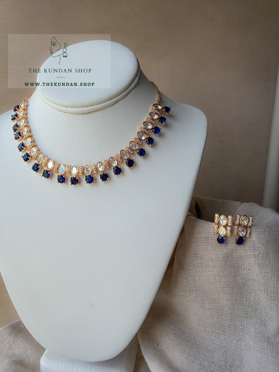 Embellished in Midnight Blue Necklace Sets THE KUNDAN SHOP 