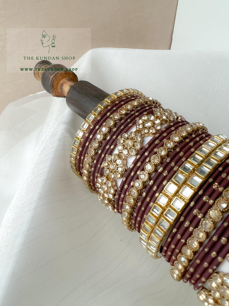 Floral Stones in Brown Bangles THE KUNDAN SHOP 
