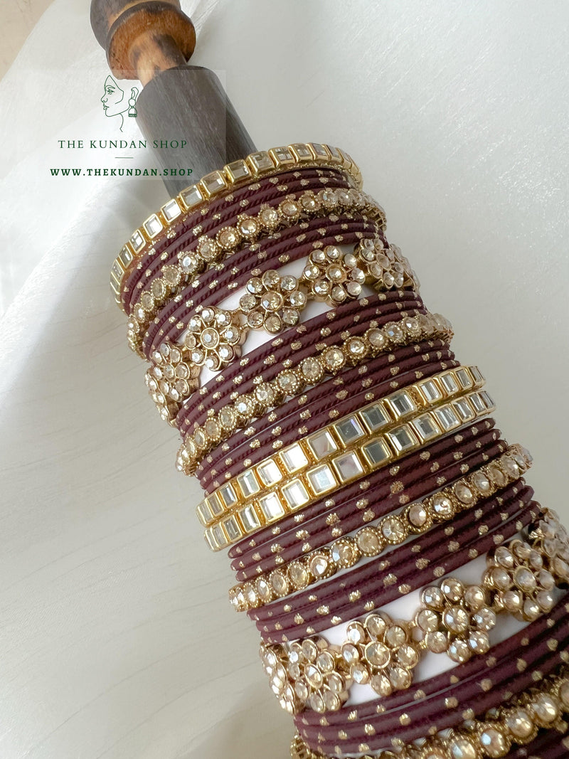 Floral Stones in Brown Bangles THE KUNDAN SHOP 