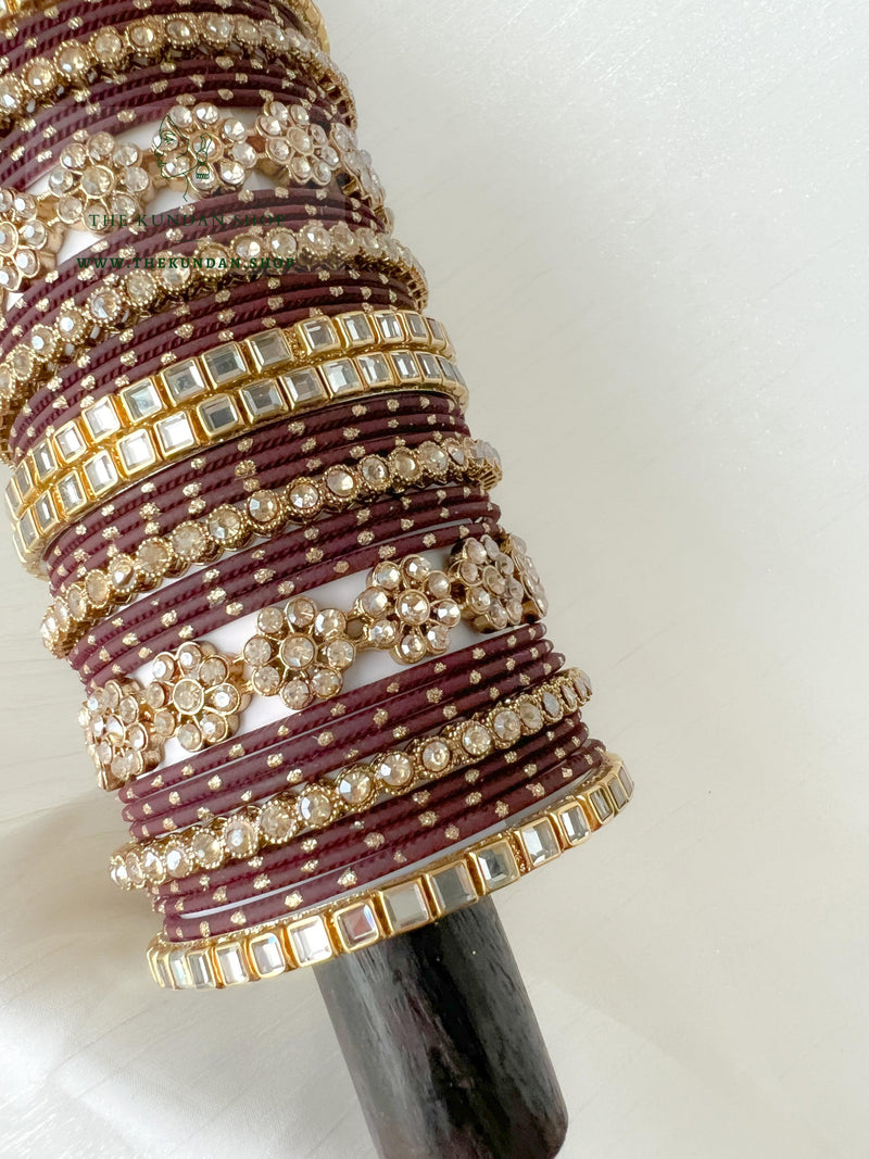 Floral Stones in Brown Bangles THE KUNDAN SHOP 