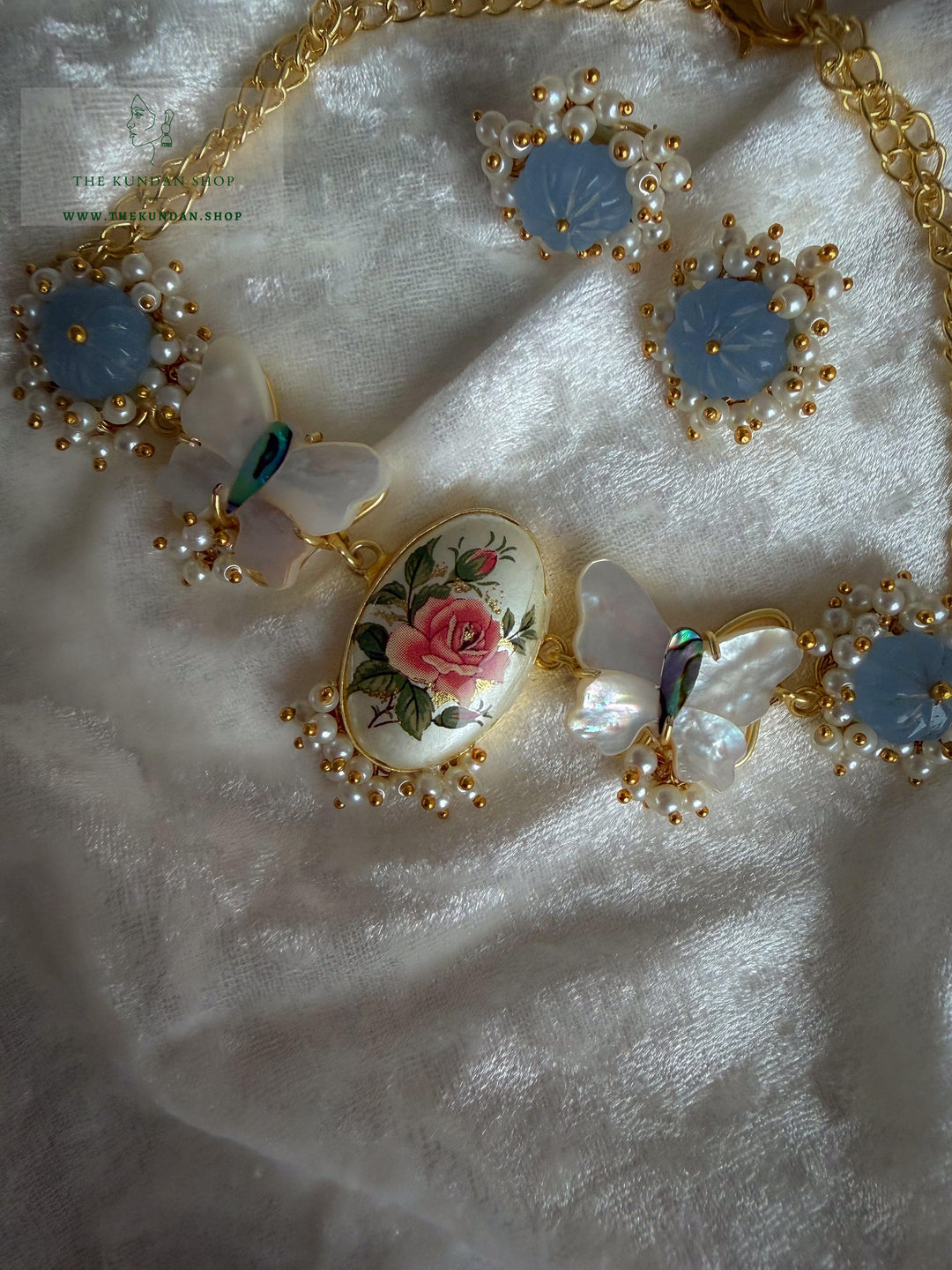 Monarch in Mother of Pearl Necklace Sets THE KUNDAN SHOP 