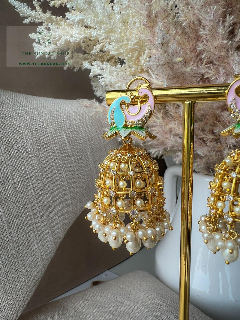 Moorni Cage Jhumkis Earrings THE KUNDAN SHOP 
