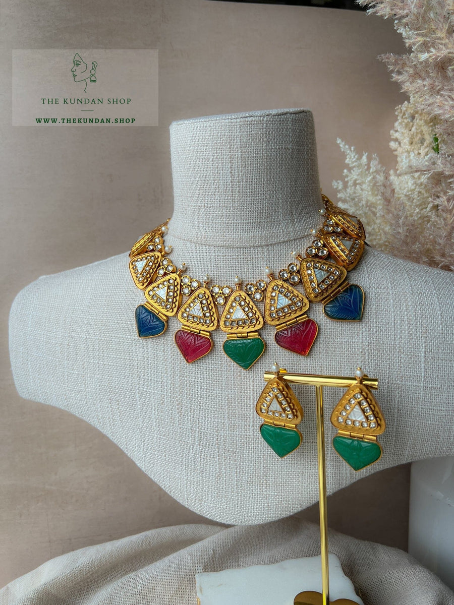 Vintage Spades in Dark Tones Necklace Sets THE KUNDAN SHOP 