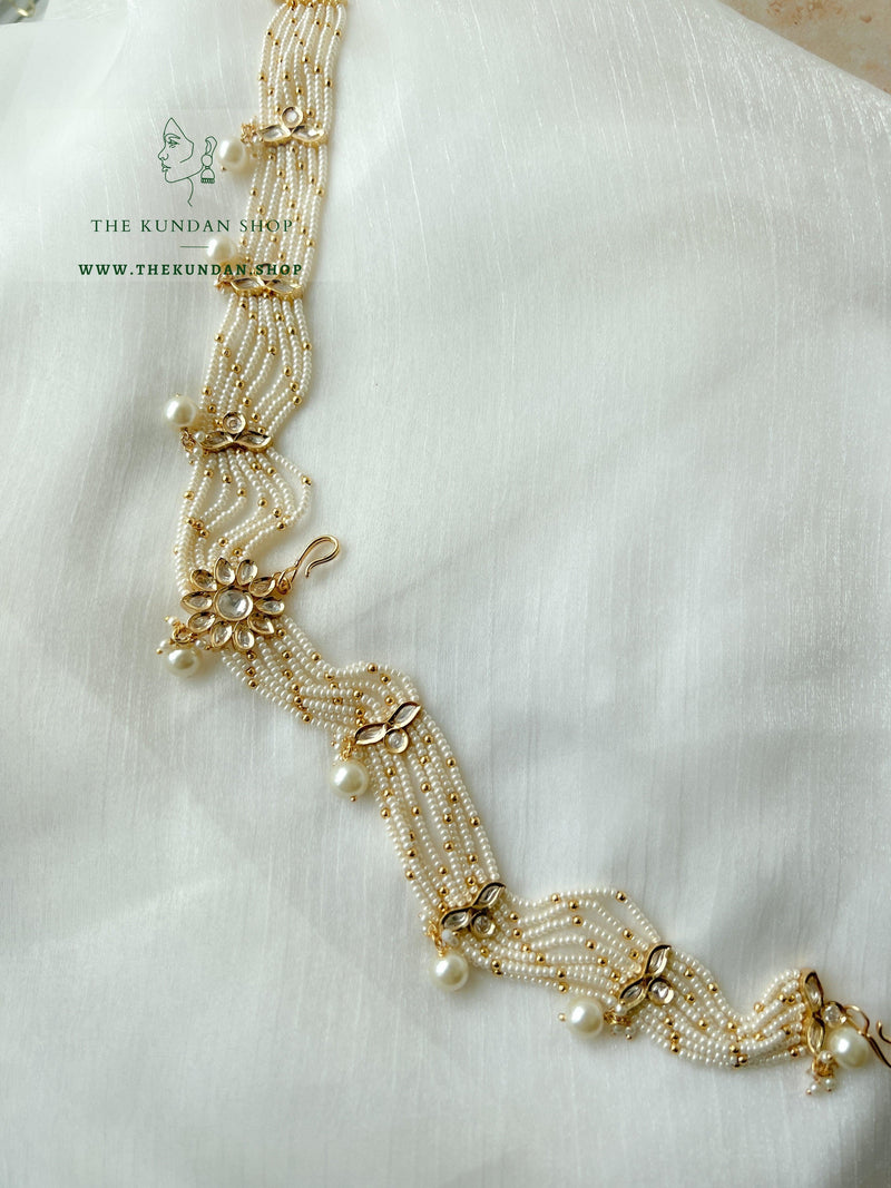 Central Pearl Flower - Headband Mathapathi THE KUNDAN SHOP 