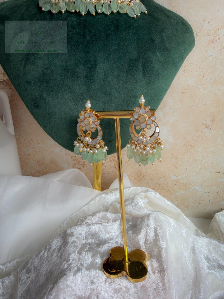 Moonlight // Mint &amp; Mother of Pearl Necklace Sets THE KUNDAN SHOP 