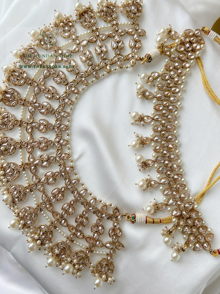 Fantasy in Champagne Pearl Necklace Sets THE KUNDAN SHOP 