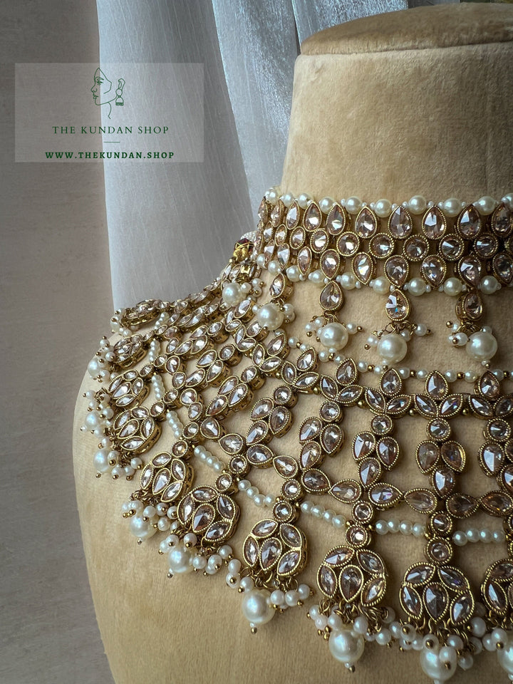 Fantasy in Champagne Pearl Necklace Sets THE KUNDAN SHOP 