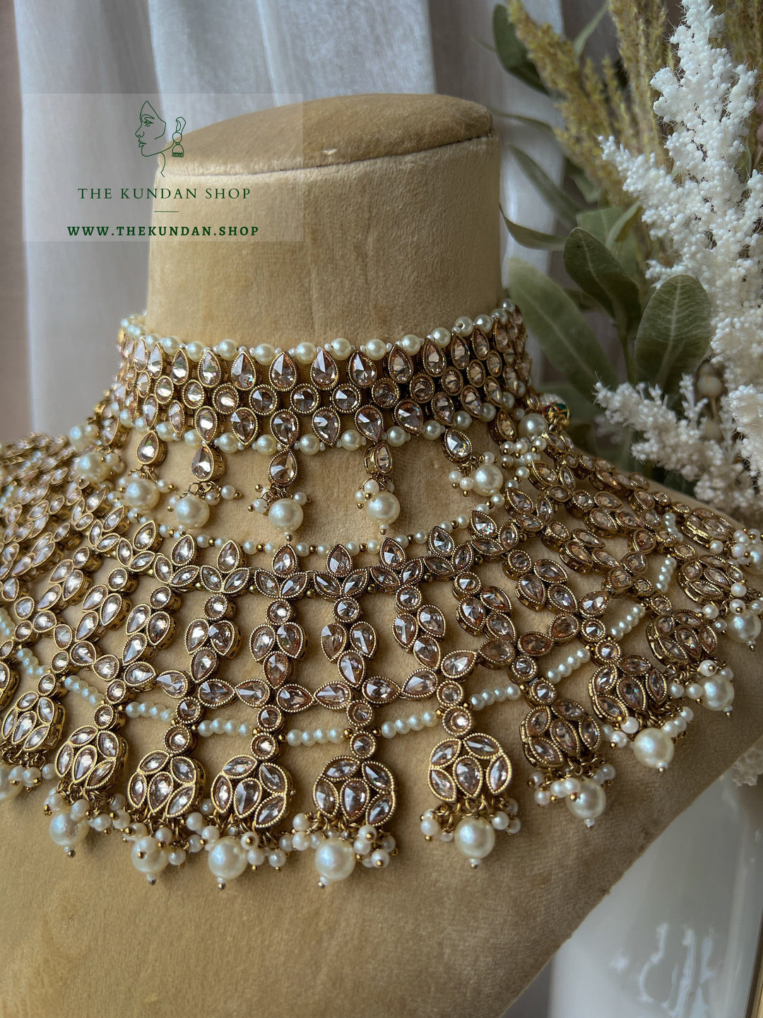 Fantasy in Champagne Pearl Necklace Sets THE KUNDAN SHOP 