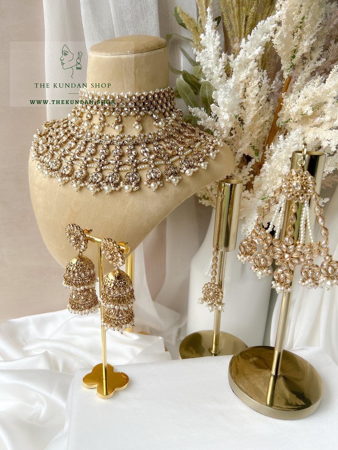 Fantasy in Champagne Pearl Necklace Sets THE KUNDAN SHOP 