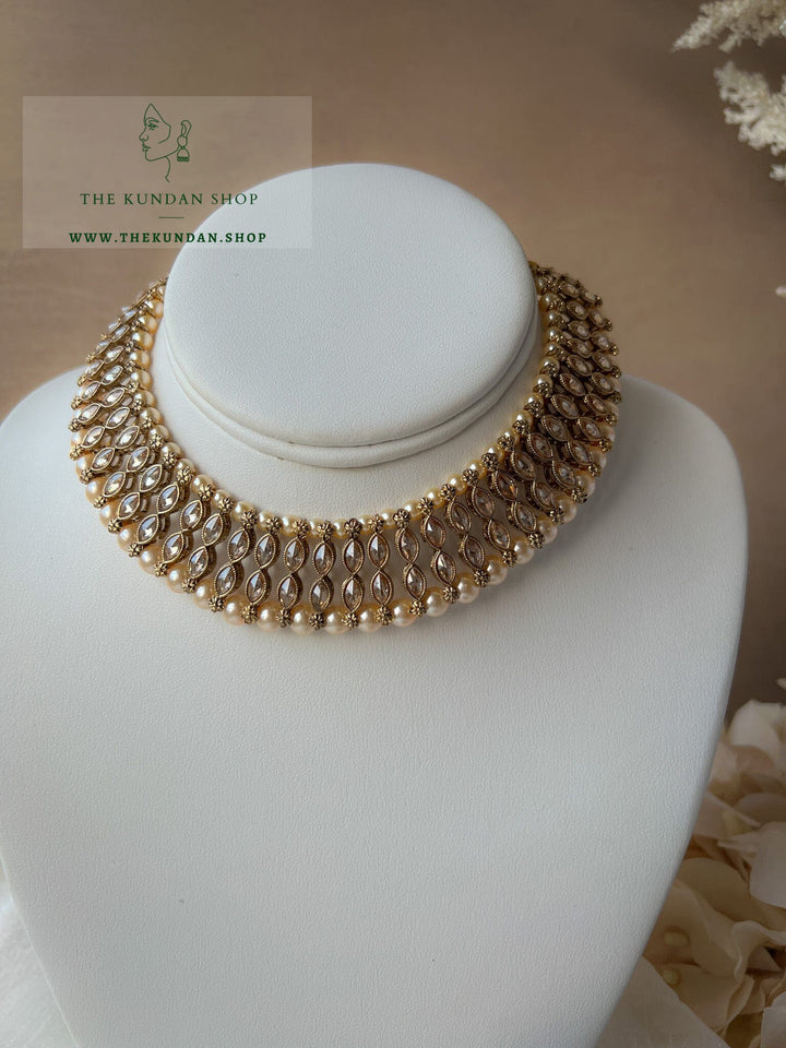 Blushing Polki in Champagne Necklace Sets THE KUNDAN SHOP 