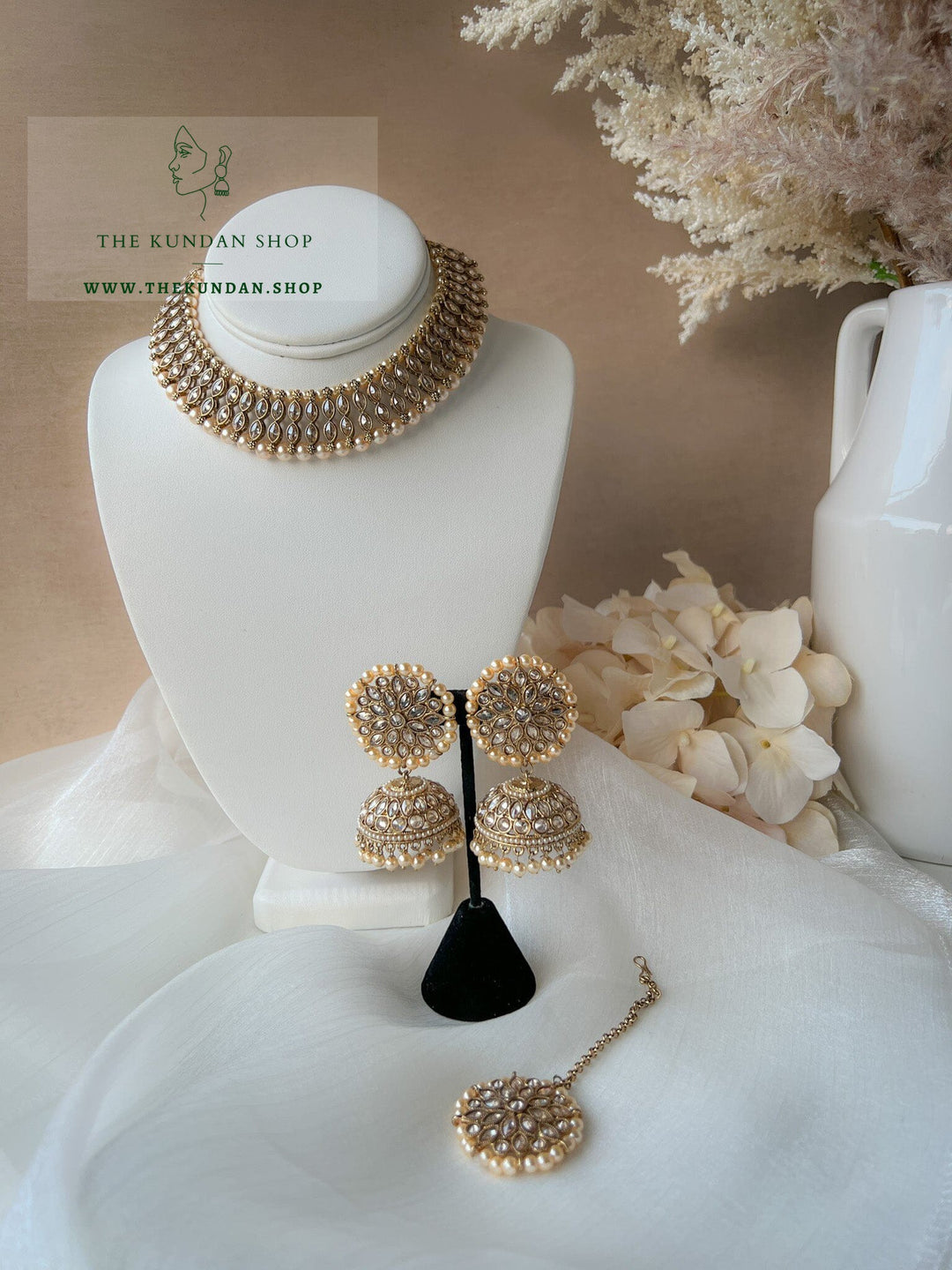 Blushing Polki in Champagne Necklace Sets THE KUNDAN SHOP 