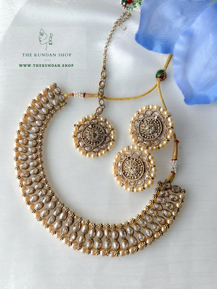 Flushed Polki in Champagne Necklace Sets THE KUNDAN SHOP 