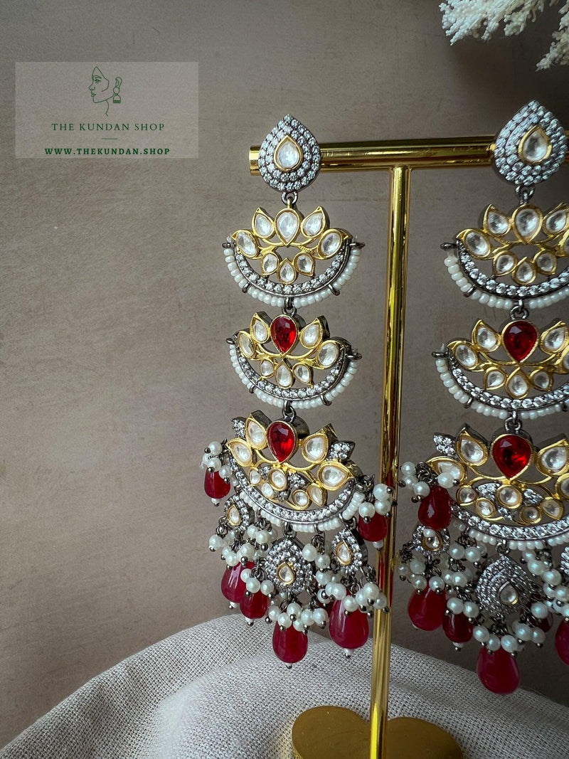 Chand Stones in Oxidized & Gold Earrings THE KUNDAN SHOP Ruby 