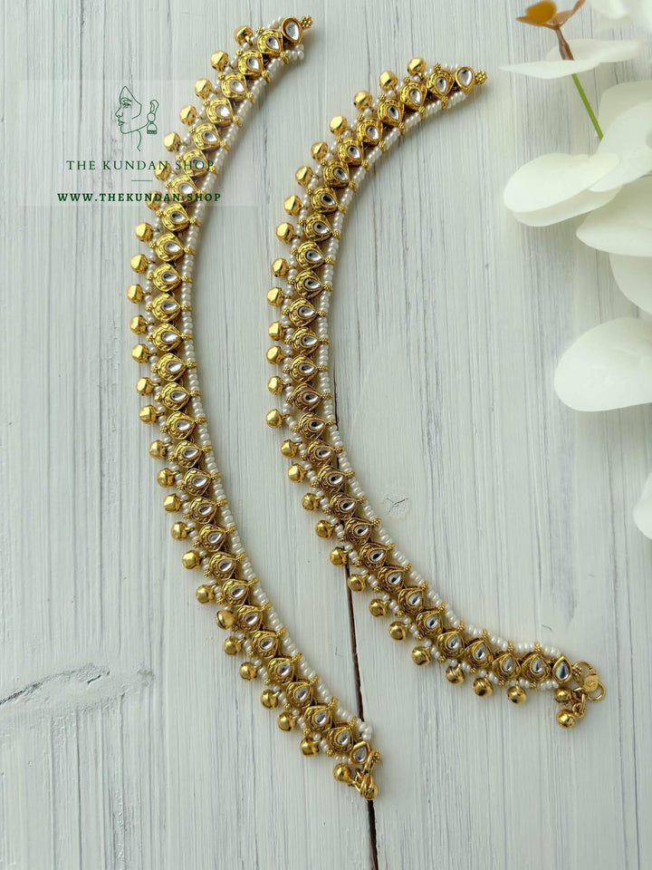 Antique Gold in Clear // Anklets Anklets THE KUNDAN SHOP 
