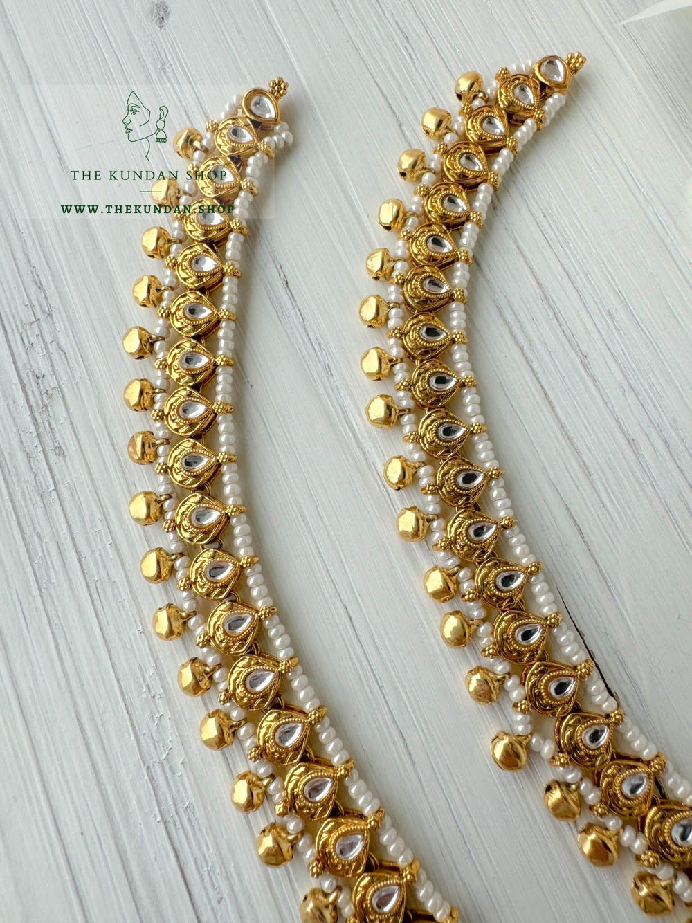 Antique Gold in Clear // Anklets Anklets THE KUNDAN SHOP 