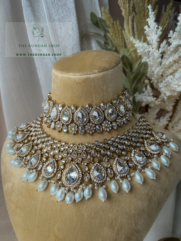 Stacked 2.0 in Champagne Clear Necklace Sets THE KUNDAN SHOP 