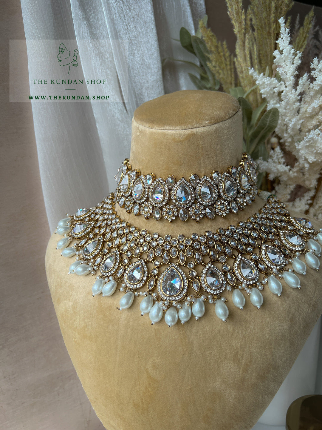 Stacked 2.0 in Champagne Clear Necklace Sets THE KUNDAN SHOP 