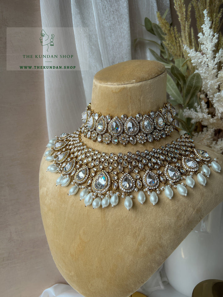 Stacked 2.0 in Champagne Clear Necklace Sets THE KUNDAN SHOP 