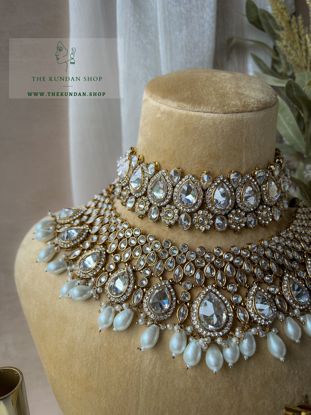 Stacked 2.0 in Champagne Clear Necklace Sets THE KUNDAN SHOP 