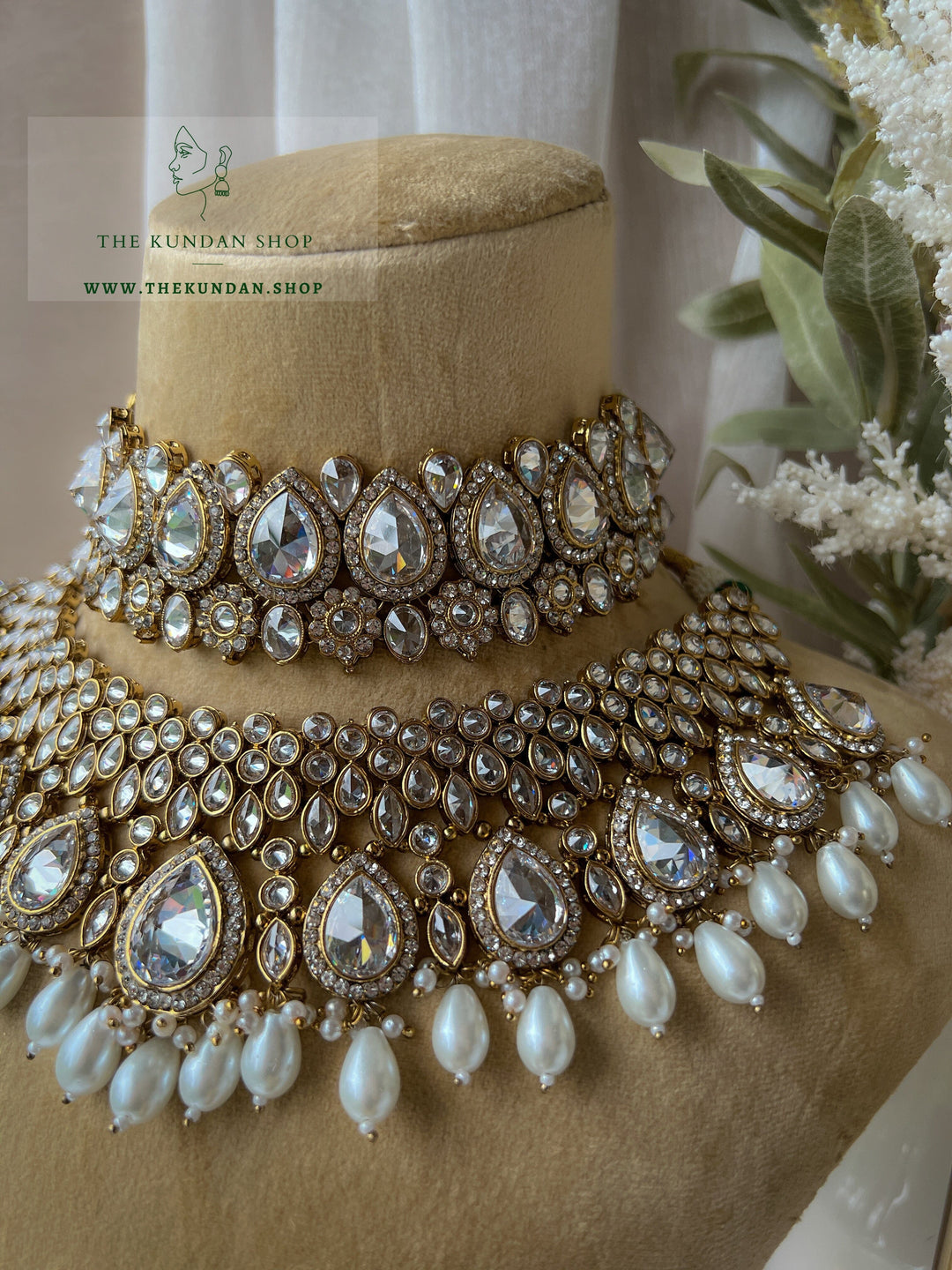 Stacked 2.0 in Champagne Clear Necklace Sets THE KUNDAN SHOP 