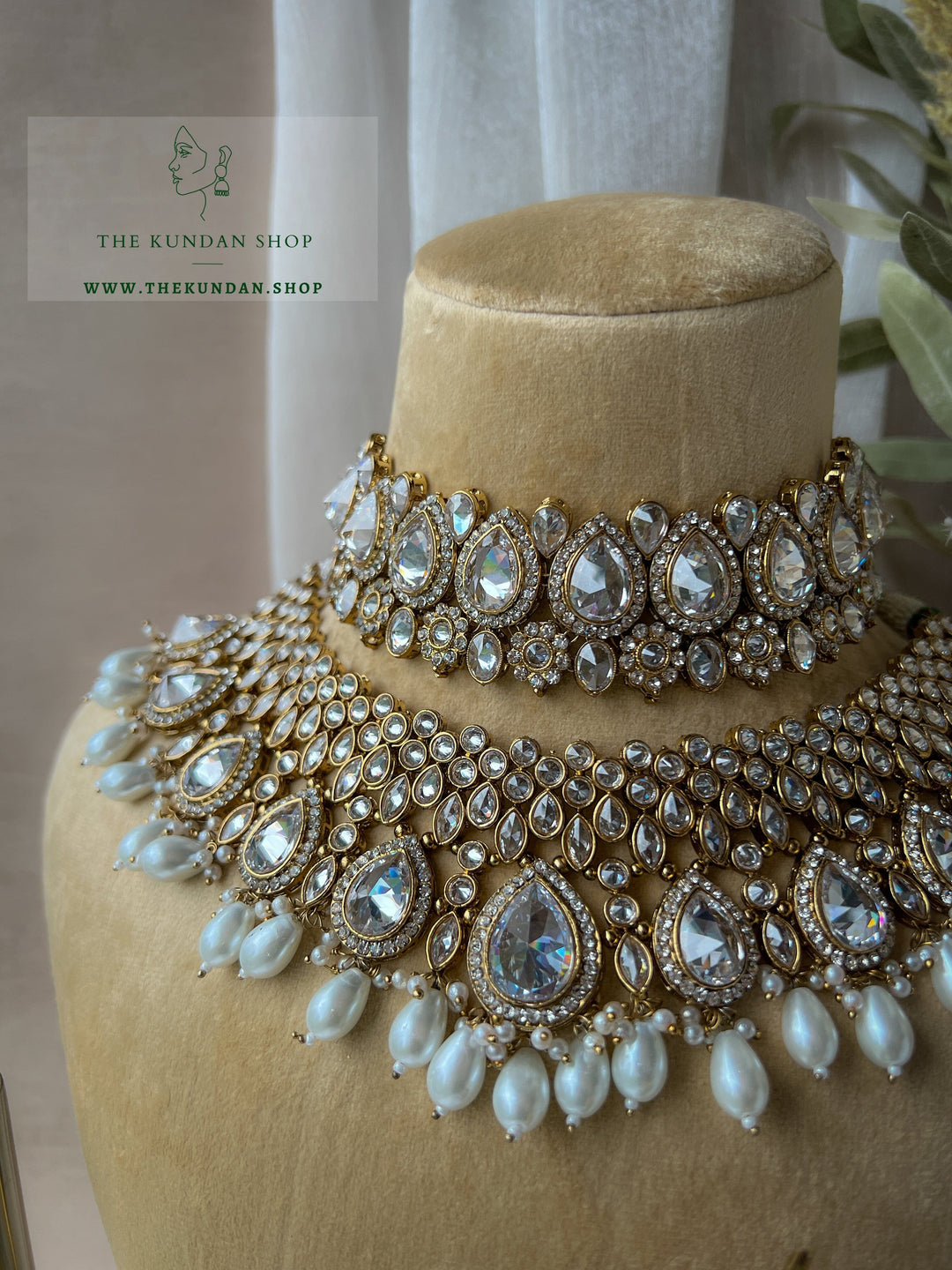 Stacked 2.0 in Champagne Clear Necklace Sets THE KUNDAN SHOP 