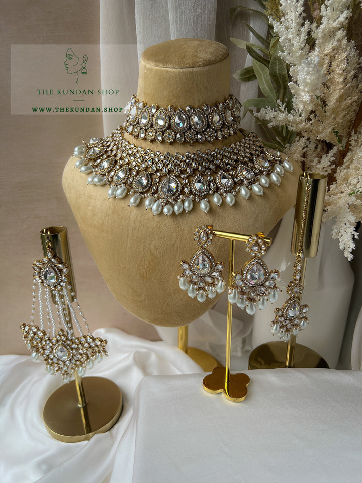 Stacked 2.0 in Champagne Clear Necklace Sets THE KUNDAN SHOP 