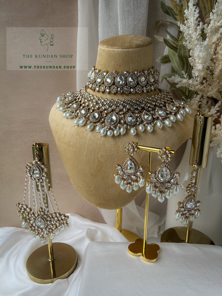 Stacked 2.0 in Champagne Clear Necklace Sets THE KUNDAN SHOP 