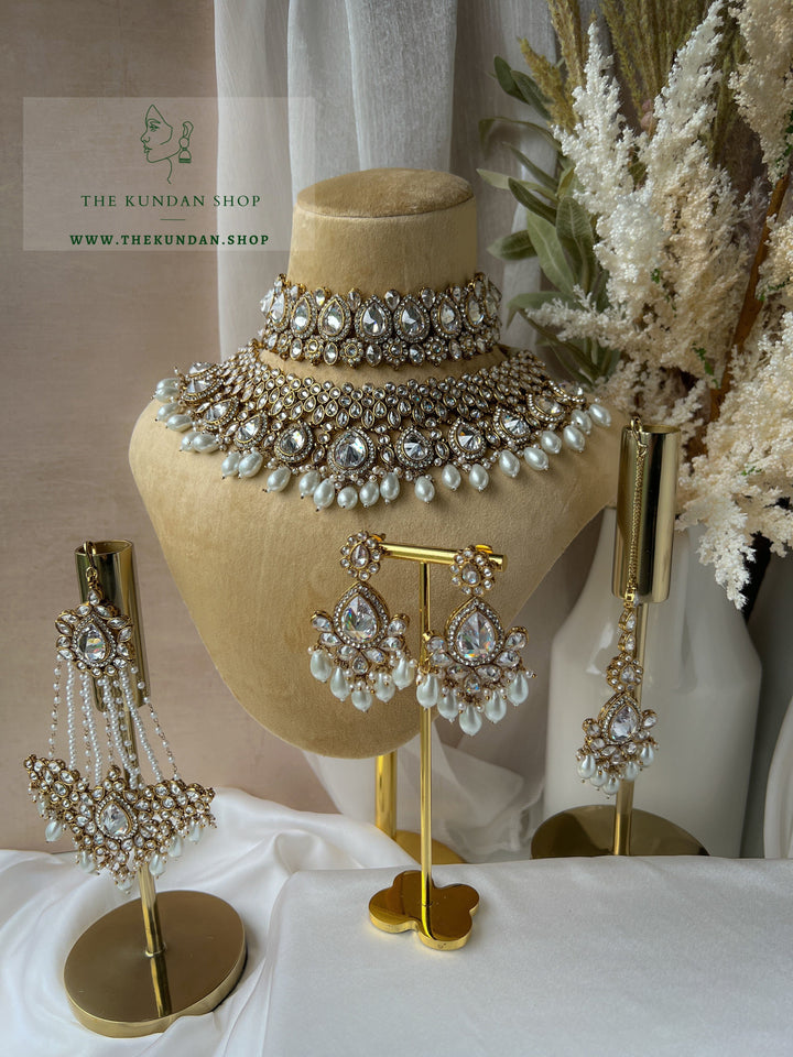 Stacked 2.0 in Champagne Clear Necklace Sets THE KUNDAN SHOP 