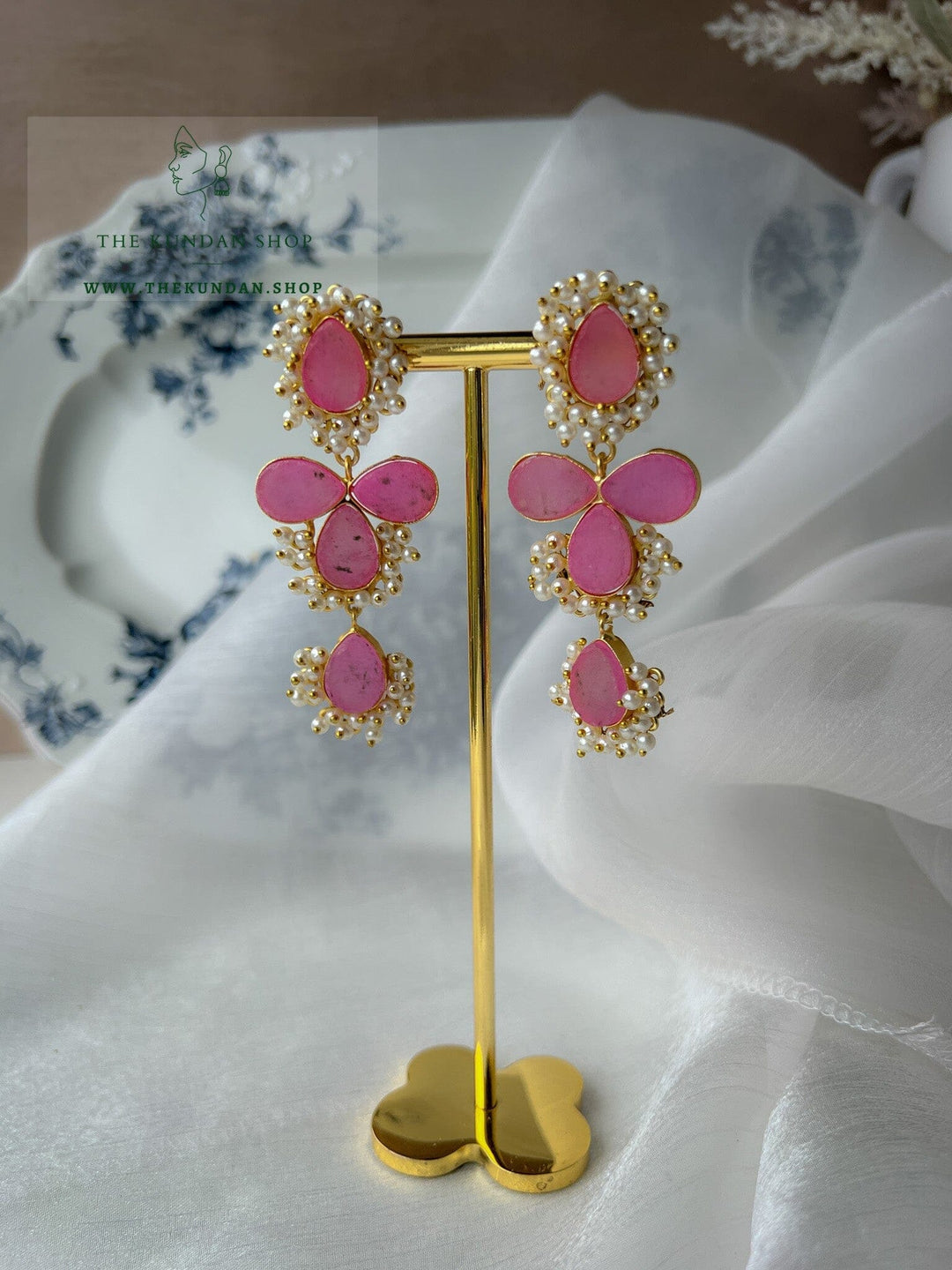 Same Story with Pearls Earrings THE KUNDAN SHOP Pink 