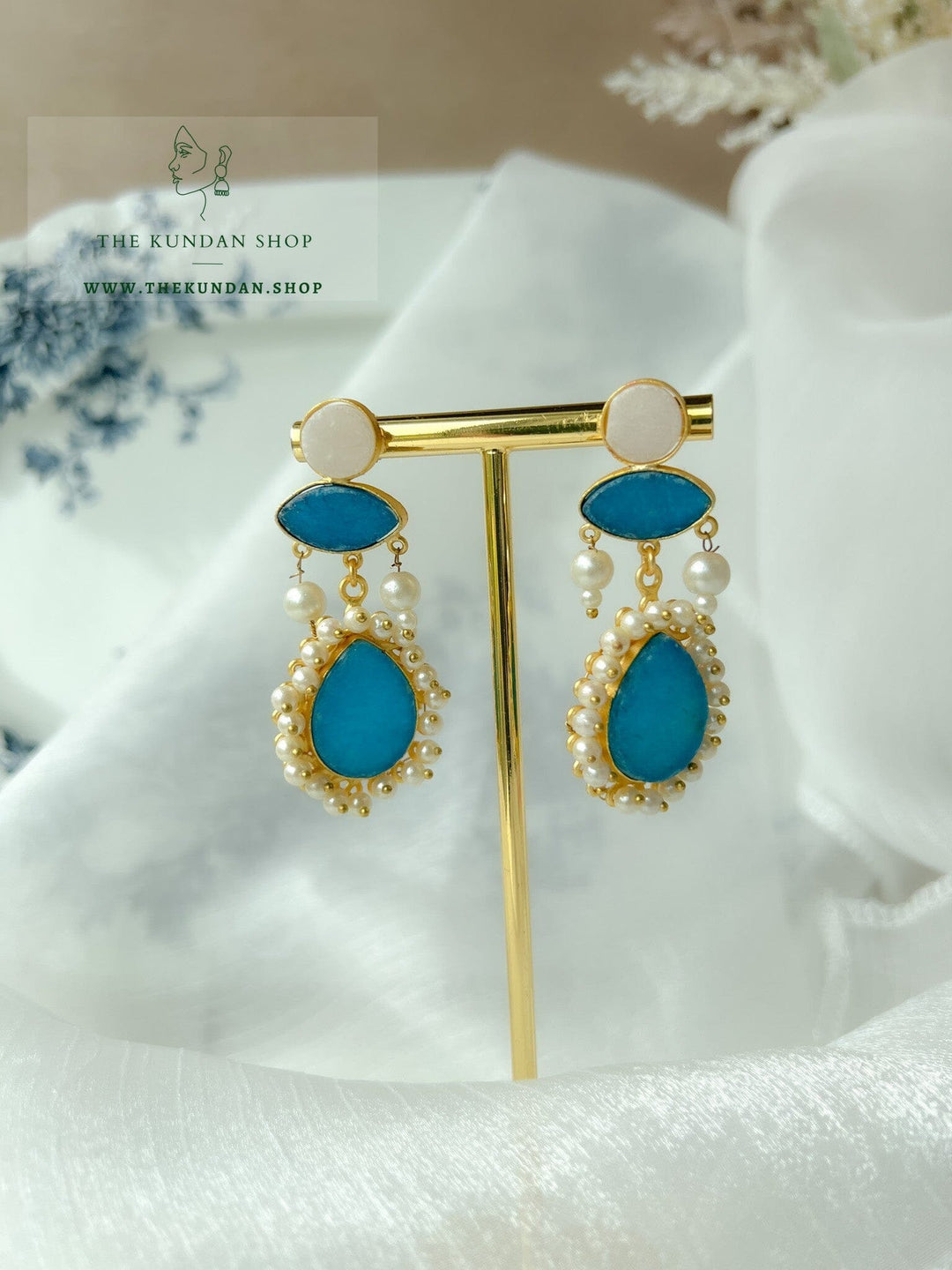 Hushed with Pearl Cluster Earrings THE KUNDAN SHOP 