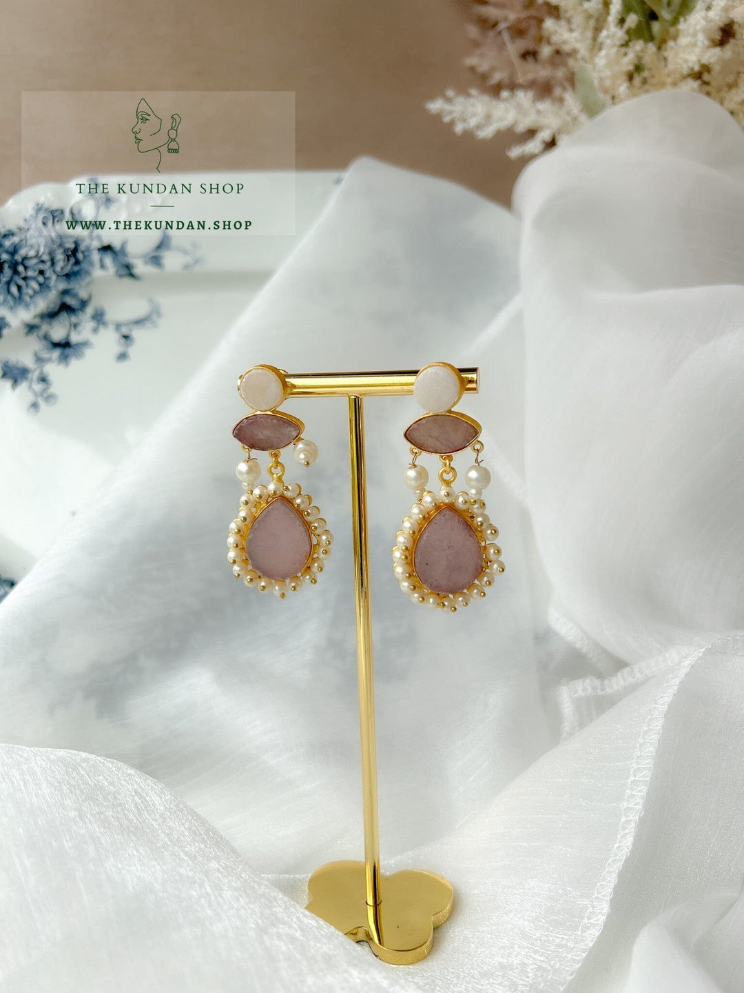 Hushed with Pearl Cluster Earrings THE KUNDAN SHOP 