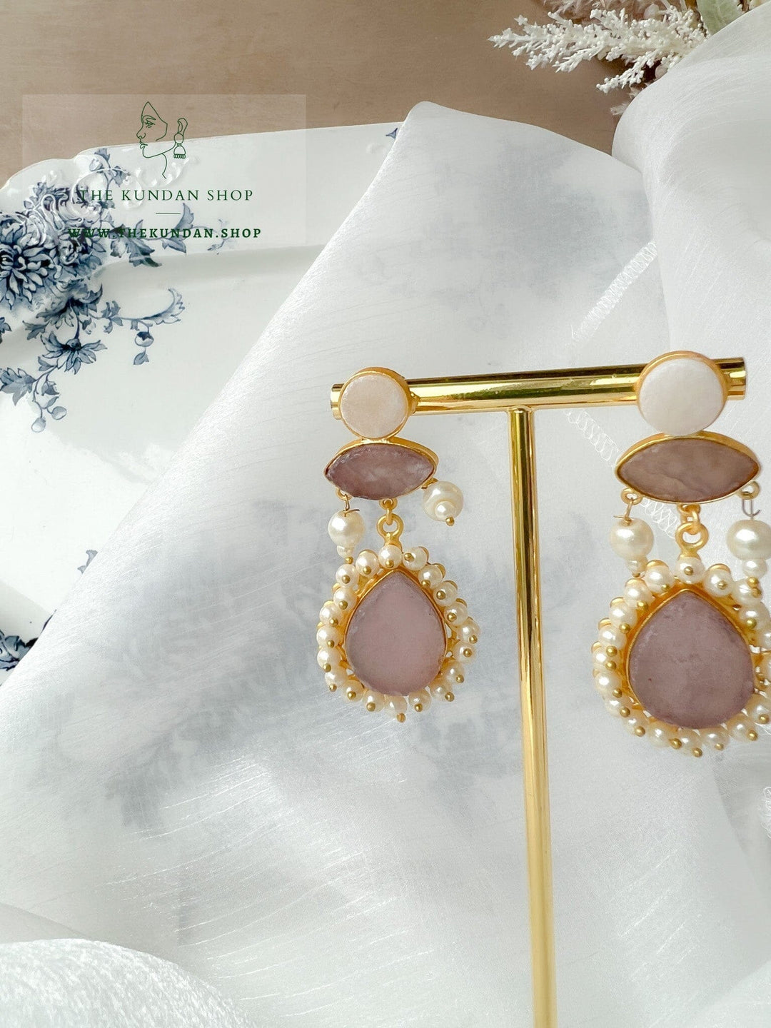 Hushed with Pearl Cluster Earrings THE KUNDAN SHOP 