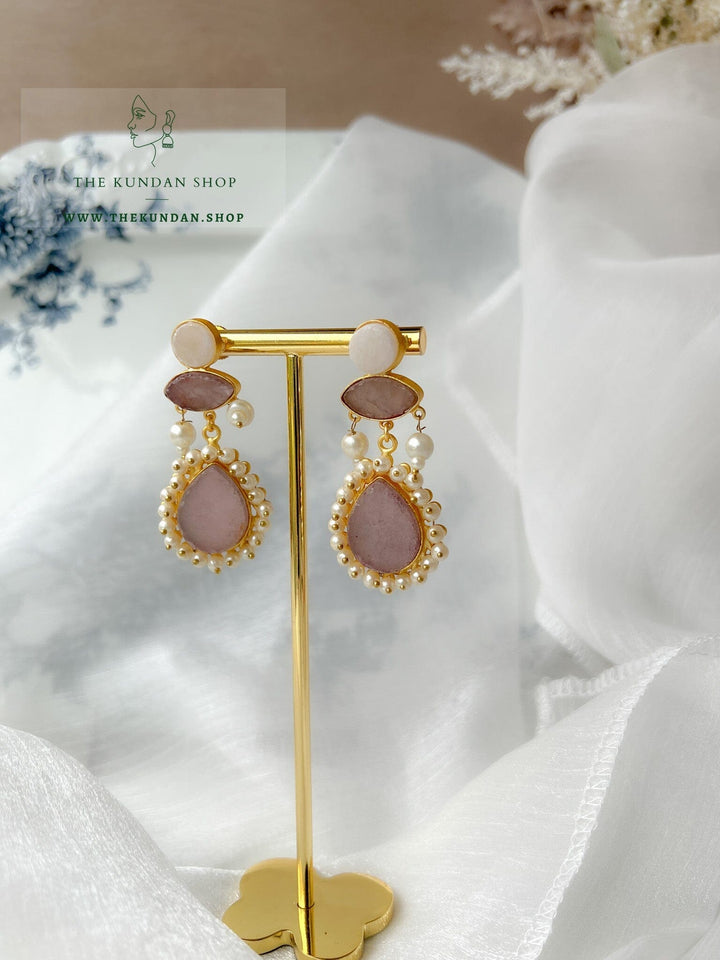Hushed with Pearl Cluster Earrings THE KUNDAN SHOP Purple-Grey 