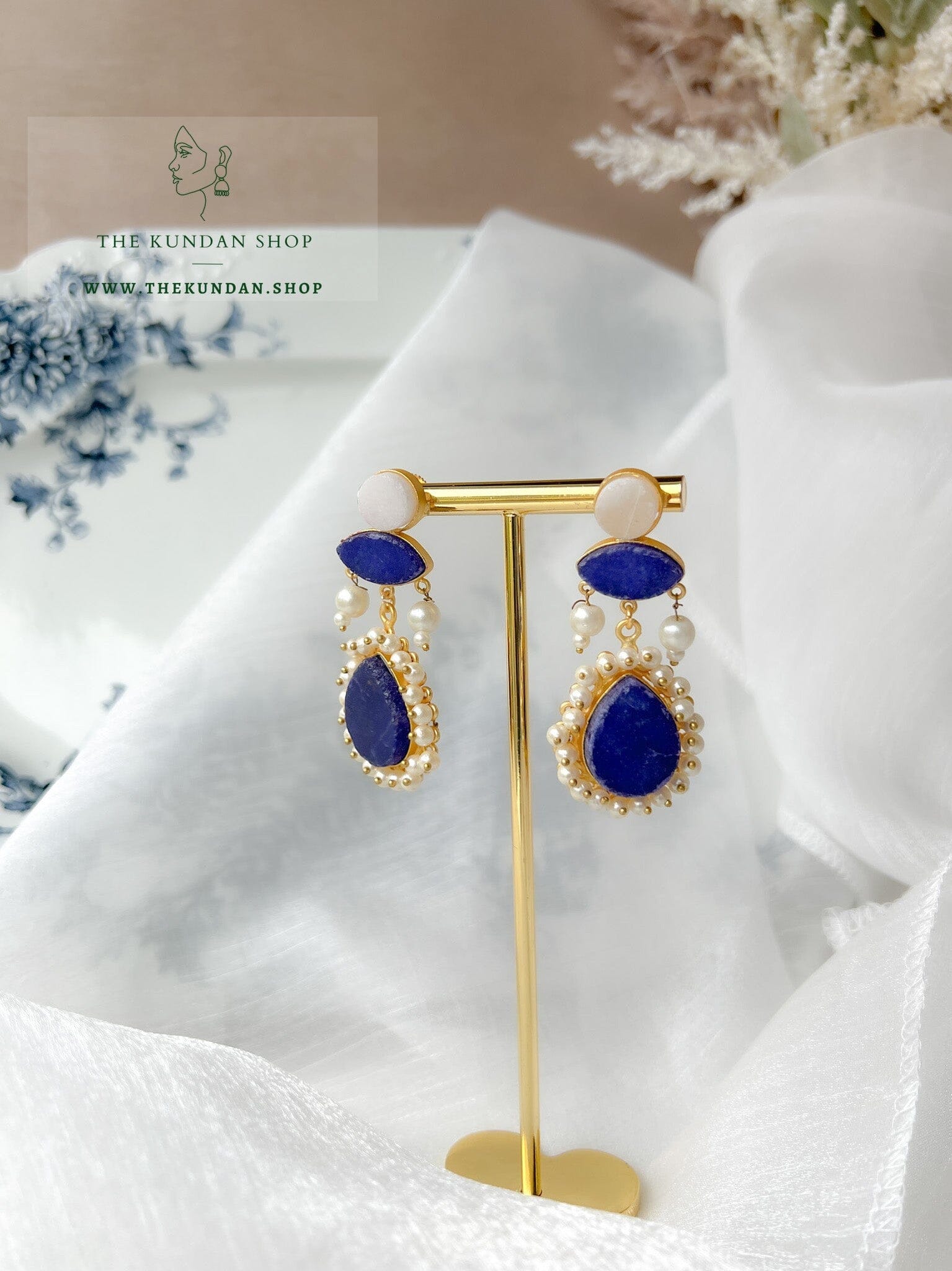 Hushed with Pearl Cluster Earrings THE KUNDAN SHOP 