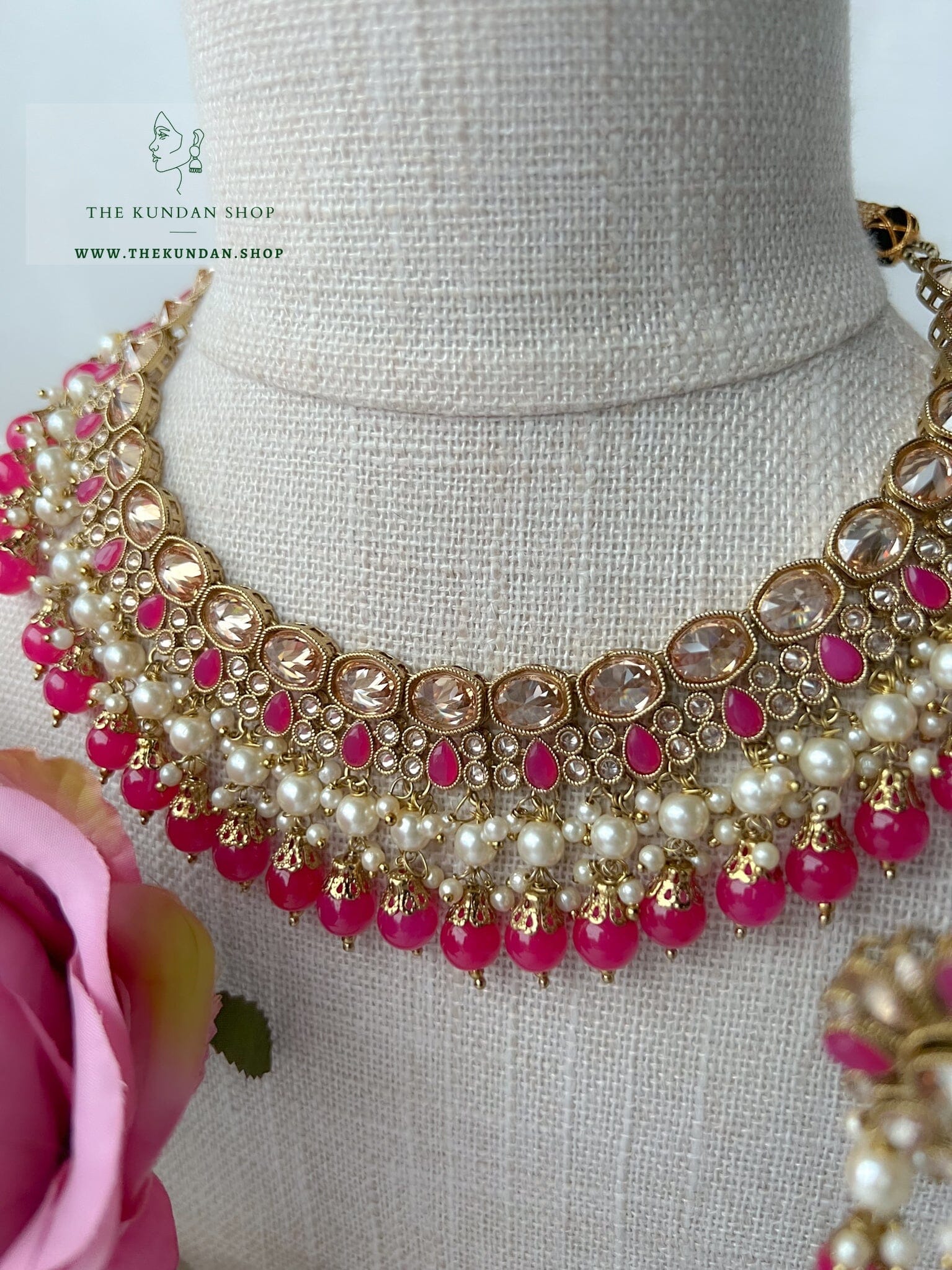 Envy Polki in Dark Pink Necklace Sets THE KUNDAN SHOP 
