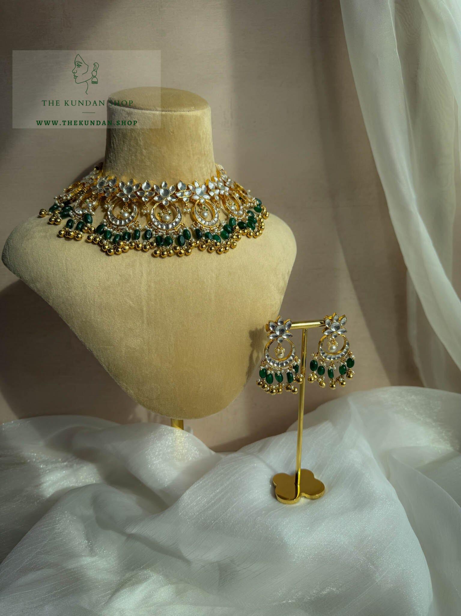 Chaand Raat in Dark Green Necklace Sets THE KUNDAN SHOP 
