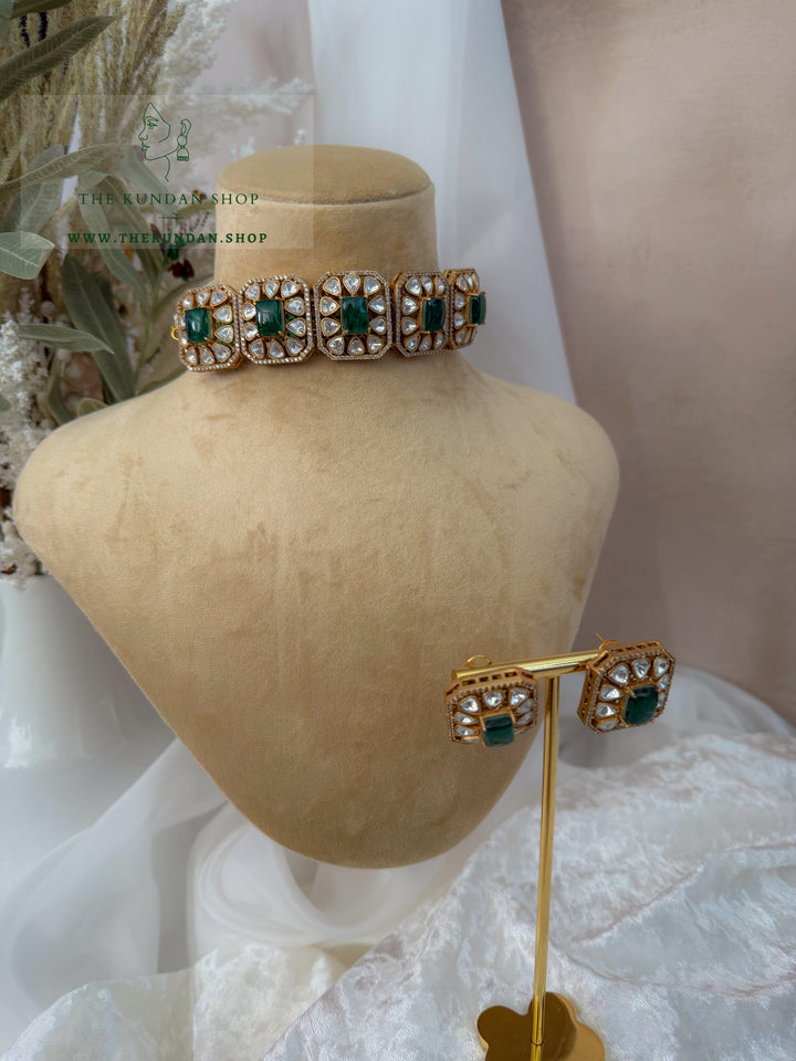 Prism in Stone // Dark Green Necklace Sets THE KUNDAN SHOP 